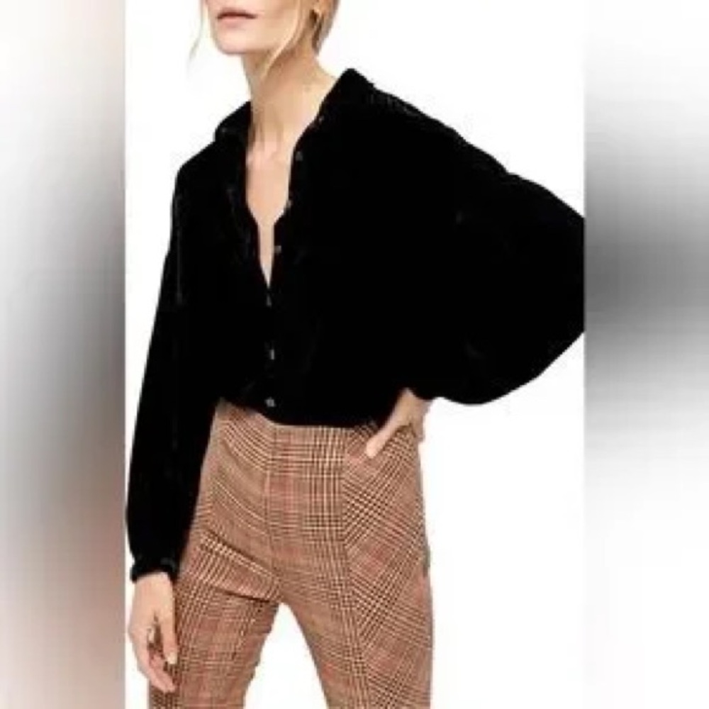 Free People Small La Luna Crushed Velvet Blouse